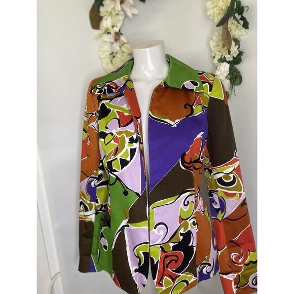 VTG Dana Buchman Size 4 Blazer Jacket Multi Color Abstract Pattern Lined USA EUC - Picture 10 of 16
